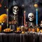 6 Pcs Day of The Dead Flameless Taper Candles - 10.6 Inch (Sugar Skull)